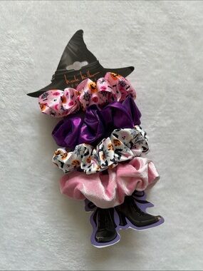 Nicole Miller Halloween Scrunchie Set in Pink, Purple & White